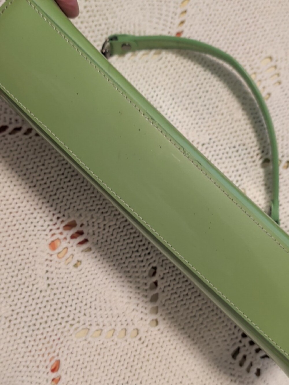 VINTAGE -Mint Green Patent Leather Women's Stylish Handbag - Picture 9 of 10
